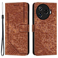 Miniatyrbillede 1 af 5: Til TECNO Camon 30 Pro 5G Telefon Cover Linjer Præget Anti-Ridse PU Læder Stand Case Multicolor Style B