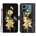 Miniatyrbillede 1 af 5: Læderetui med mønstertryk til Infinix Zero 30 5G Multicolor Gold Butterfly Rose