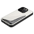 Miniatyrbild 2 av 5: Pc + Tpu+ Pu Läder Phone case För Iphone 13 Pro Crocodile Texture Korthållare Stand Cover White