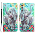 Miniatyrbillede 1 af 5: Magnetisk etui med mønstertryk og tegnebogsfunktion til Samsung Galaxy A25 5G Multicolor Elephant