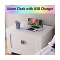 Miniatyrbillede 2 af 4: Projektion til soveværelse, LED-display loft digital radio med USB-oplader og dobbelt alarm hvid White