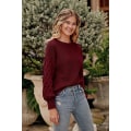 Miniatyrbillede 4 af 5: Dame 2023 Vinter Pullover Sweater Afslappet Langærmet Rund Hals Løs Tyk Strikket Jumper Toppe Bluse Red Large