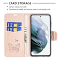 Miniatyrbilde 5 av 5: Imprint Butterfly Lommebok Lær Stativ Deksel for Samsung Galaxy S21 FE 5G Multicolor Style A