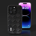 Miniatyrbild 5 av 5: För Iphone 15 Pro Max repsäkert Pu-läderbelagd Pc+tpu Phone case Grid Texture Cover Black