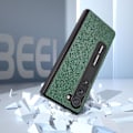 Miniatyrbild 5 av 5: För Samsung Galaxy Z Fold5 5g Kickstand Vikbart phone case Cross Texture Kohud Läder+PC cover Green