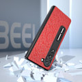 Miniatyrbild 5 av 5: För Samsung Galaxy Z Fold5 5g Kickstand Vikbart phone case Cross Texture Kohud Läder+PC cover Red