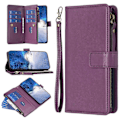 Miniatyrbillede 5 af 5: BF Style-19 læder telefoncover med pung, stativ og lynlåslomme til Xiaomi Redmi Note 13 5G Multicolor Dark Purple