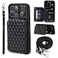 Miniatyrbillede 1 af 5: Style 008 RFID-blokerende telefoncover til iPhone 15 Pro Max Stødsikkert PU+TPU telefonskal med stropper Multicolor Style A