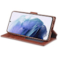 Miniatyrbillede 4 af 5: AZNS Dobbeltsidet Magnetisk Lås Pung PU Læder Stand Case til Samsung Galaxy S21 4G/5G Multicolor Style A