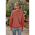 Miniatyrbillede 2 af 5: Dame 2023 Vinter Pullover Sweater Afslappet Langærmet Rund Hals Løs Tyk Strikket Jumper Toppe Bluse Orange X-Large