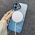 Miniatyrbillede 4 af 5: Magnetisk etui til iPhone 16 med fjertekstur, bling og glitrende TPU+PC-telefoncover Multicolor Style C