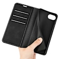 Miniatyrbild 4 av 5: Fodral för iPhone 16e, Skinn Touch Läder Plånbok Mobilskal - Grå Multicolor Black