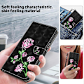 Miniatyrbillede 5 af 5: Til iPhone 16 Pro Etui Stativ Mønsterprint Læder Telefon Cover - Stående Kat Multicolor Rose Flower