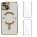Pikkukuva 1 / 5: iPhone 13 6,1 tuuman magneettikotelo WANLONFENG, galvanisoitu TPU-suojus linssikalvolla + 2 kpl karkaistua lasia Multicolor Gold