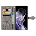 Miniatyrbillede 2 af 5: Til vivo V40 5G Etui Mandala Præget Design Læder Wallet Telefon Cover- Multicolor Grey