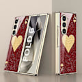 Miniatyrbillede 2 af 5: GKK Etui til Samsung Galaxy Z Fold6 5G Elektroplettering Trykt Mønster Hærdet Glas+PC Telefoncover Multicolor Style D