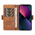 Miniatyrbild 2 av 5: YIKATU YK-005 Skinnkänsla PU Läder Plånboksfodral med Stötsäkert Ställ för iPhone 15 Multicolor Style C