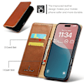 Miniatyrbillede 2 af 5: FIERRE SHANN Etui til iPhone 16 Plus PU Læder Flip Stand Wallet Telefon Cover Multicolor Style D
