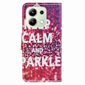 Pikkukuva 4 / 5: Xiaomi Redmi Note 13 4G Lompakkokotelo PU-nahkaa Kuvioitu Puhelinkotelo Ristikkäinen Tekstuuri Multicolor Keep Calm and Sparkle