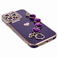 Miniatyrbilde 5 av 5: Elektroplettert TPU-telefondeksel med hjertekjedestropp for iPhone 15 Pro Multicolor Style D