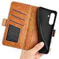 Miniatyrbillede 4 af 5: Til Samsung Galaxy A36 5G Stand Case Kalvetekstur Læder Wallet Telefon Cover Multicolor Style C