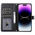 Pikkukuva 2 / 5: iPhone 14 Pro Max Lompakkokotelo Folio PU Nahkainen Jalustallinen Rhombus Puhelinkuori Rannekkeella Multicolor Style C