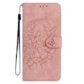 Miniatyrbillede 4 af 5: For Samsung Galaxy A55 5G Etui Sommerfugl Blomst Præget PU Læder Wallet Stand Telefon Cover Multicolor Rose Gold