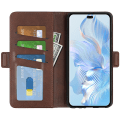 Miniatyrbilde 2 av 5: For Honor 80 Pro 5g Fallbeskyttelse Mobiltelefon Deksel PU Lær Dobbel Magnetisk Lås Kalveskinn Tekstur Etui Håndfritt Stativ Lommebok Brown