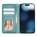 Miniatyrbild 2 av 5: Plånboksfodral för iPhone 16 Pro Max Stark Magnetisk Rutmönstrad Präglad Läder Flip Cover Multicolor Green