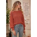 Miniatyrbillede 5 af 5: Dame 2023 Vinter Pullover Sweater Afslappet Langærmet Rund Hals Løs Tyk Strikket Jumper Toppe Bluse Orange X-Large