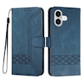 Miniatyrbild 1 av 5: Mobilskal för iPhone 17 med rem, präglat PU-läder, plånboksställ Multicolor Royal Blue