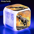 Miniatyrbild 1 av 5: Tyrannosaurus Dinosaurie Väckarklocka 7 färgbyte Multifunktions väckningstimer Barnrum Lysande elektronisk watch Present till barn Black