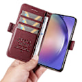 Miniatyrbillede 5 af 5: YIKATU YK-003 Læder Wallet Case med Magnetisk Lukning til Samsung Galaxy A55 5G Multicolor Wine Red