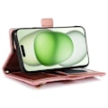 Miniatyrbild 3 av 5: Fodral till iPhone 15 Plus med dragkedjeficka, PU-läder med litchistruktur och rem Multicolor Style A
