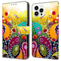 Pikkukuva 1 / 5: iPhone 16 Pro -kotelo PU-nahkainen lompakkokotelo seisontatoiminnolla Multicolor Style D