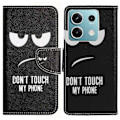 Miniatyrbillede 1 af 5: Telefoncover til Xiaomi Redmi Note 13 5G PU Læder Krydset Tekstur Wallet Cover Multicolor Don&#39;t Touch My Phone