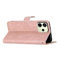 Miniatyrbillede 3 af 5: For Xiaomi Redmi Note 14 4G Wallet Case Line Præget Hud-Touch Anti-Drop Læder Flip Telefon Cover Multicolor Rose Gold