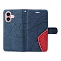 Miniatyrbillede 5 af 5: KT Leather Series-1 Etui til iPhone 16 Farvesplejsning Tegnebog PU Læder Telefoncover Multicolor Style B
