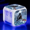 Miniatyrbild 5 av 5: Shark Alarm Clock 7-färgad glödande digitala klockor Barn Baby Sovrum Multifunktion Små nattljus B MULTI