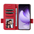 Miniatyrbild 2 av 5: Skal för Oppo Reno13 Pro 5G med handledsrem, litchi-textur PU-läder plånboksfodral Multicolor Red