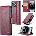 Miniatyrbillede 1 af 5: CASEME 023 Serie Til iPhone 15 Pro Max RFID Blokerende Læder Wallet Case Flip Stand Telefon Cover Multicolor Style B