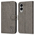 Miniatyrbillede 1 af 5: Til Samsung Galaxy S25 Edge Etui Glad Kat Mønster Præget Læder Wallet Telefon Cover Multicolor Grey
