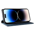 Miniatyrbillede 3 af 5: Til Iphone 15 Pro Max Hud-berørings PU Læder Shell Wallet Stand Telefon Cover Blue