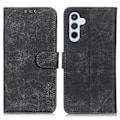 Miniatyrbillede 1 af 5: KHAZNEH Læder Wallet Mobiltelefon Cover til Samsung Galaxy A15 4G (Retro Tekstur) Multicolor Style A