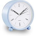 Miniatyrbillede 1 af 5: Lyseblå Analog Vækkeur, 10 cm Lydløs Lille Ur med Natlys, Batteridrevet, Simpelt Design, Til Soveværelse, Sengebord, Kontor