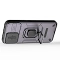 Miniatyrbild 3 av 5: Repskyddsskal för iPhone 14 Pro, PC+TPU Telefonfodral Skjutbart Linsskydd Ställ Baksida Multicolor Style D