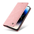 Miniatyrbild 5 av 5: För Iphone 15 Pro Max Skin-touch Pu Läder Shell Plånboksställ Cover Pink