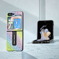 Miniatyrbild 2 av 4: För Samsung Galaxy Z Flip5 5g Rhinestone Texture Back Cover Pu Läder+PC Kickstand Phone case Multi-color