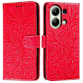 Pikkukuva 1 / 5: Xiaomi Redmi Note 13 4G -kotelo pitsikukilla PU-nahkainen lompakkokotelo - harmaa Multicolor Red