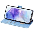 Miniatyrbillede 4 af 5: Læder Wallet Case med RFID-blokering og stativ til Samsung Galaxy A26 5G med håndrem - Grøn Multicolor Blue